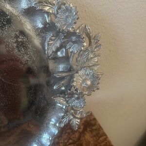 Elegant Silver Floral Serveware Plate